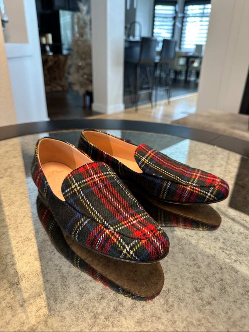 J. Crew Women's Plaid Loafers in Red, Navy and Green